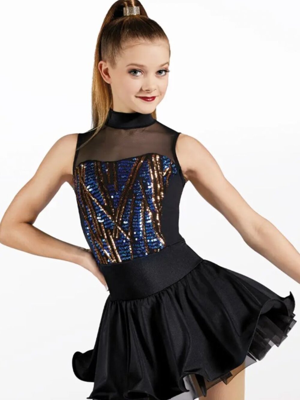 Dance Costume Weissman 12418 Large Adult Royal Blue Dress Jazz Sequin